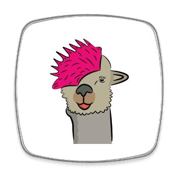 Lama Alpaka Motive Tier Mädchen mit Frisur pink - Viereckiger Kühlschrankmagnet - Weiß - Vorne