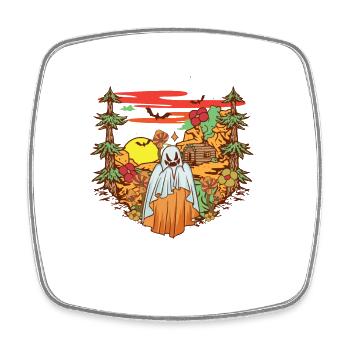 Gothic Forest Boo Ghost Spooky Season Mushroom - Square fridge magnet - white - Front
