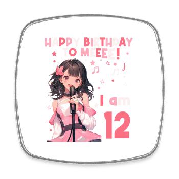 Anime Mandga K-Pop KPop Girl 12th Birthday - Square fridge magnet - white - Front