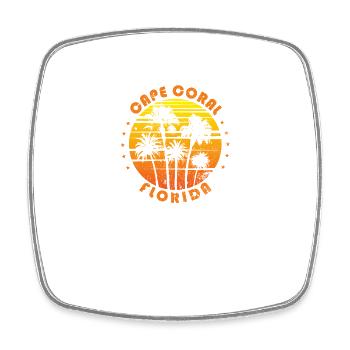 Retro Cape Coral Florida Souvenir Vintage Palme - Viereckiger Kühlschrankmagnet - Weiß - Vorne