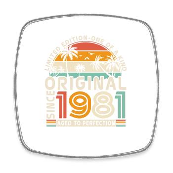 Vintage 1981 Birthday Gift - Square fridge magnet - white - Front