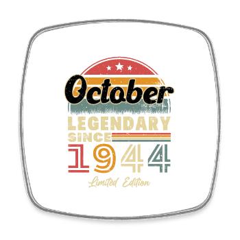 Vintage October 1944 Birthday Gift - Square fridge magnet - white - Front