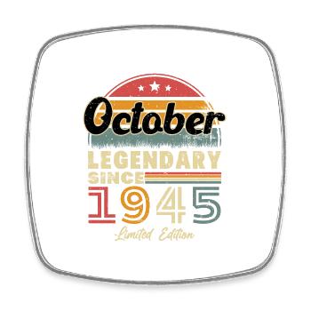 Vintage Oktober 1945 Retro Geburtstagsgeschenk - Viereckiger Kühlschrankmagnet - Weiß - Vorne