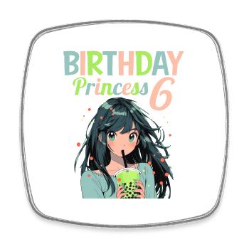 Anime Mandga Boba Bubble Tea 6th Birthday - Square fridge magnet - white - Front