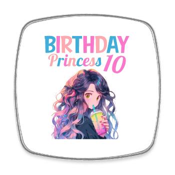 Anime Mandga Boba Bubble Tea 10th Birthday - Square fridge magnet - white - Front