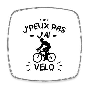 J'Peux Pas ! J'Ai Vélo 🚴‍♂️ - Magnet carré - blanc - Devant