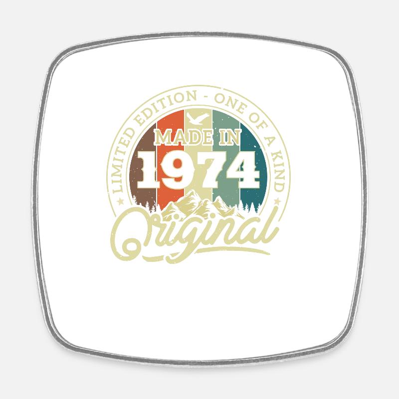 Nostalgia Birthday Gift '74 - Square fridge magnet - white