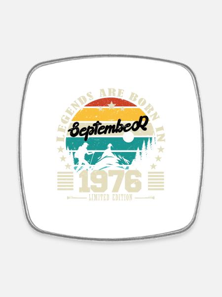 September 1976. Geburtstagsgeschenk September 1976 - Viereckiger Kühlschrankmagnet - Weiß