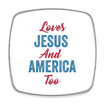 Liebt Jesus und Amerika auch Gott Christ - Viereckiger Kühlschrankmagnet - Weiß - Vorne