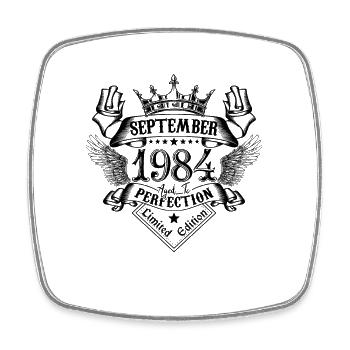 September 1984 September 1984 geboren im September - Viereckiger Kühlschrankmagnet - Weiß - Vorne