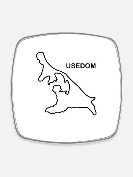 Die Insel Karte von Usedom Deutschland Inseln - Viereckiger Kühlschrankmagnet - Weiß