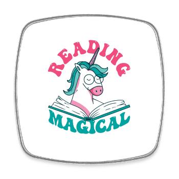 La lecture est magique amoureux des livres professeur de licorne - Magnet carré - blanc - Devant