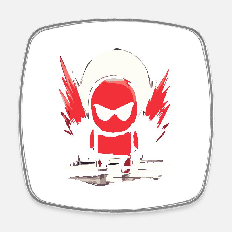 Japanese Red Sun: Red Super Hero Child - Square fridge magnet - white