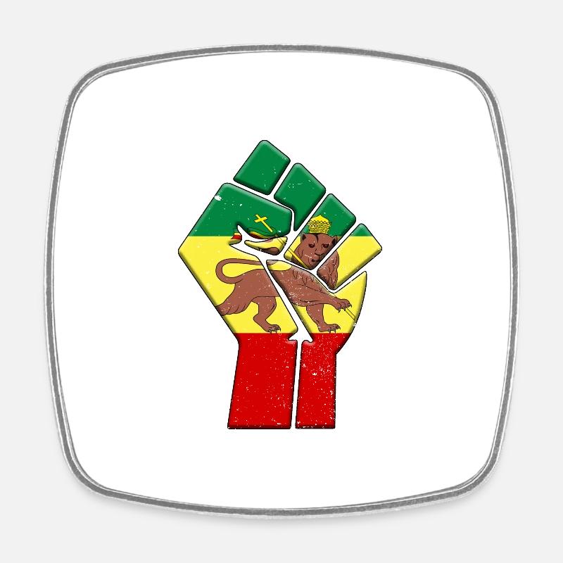 Drapeau rastafari - Magnet carré - blanc