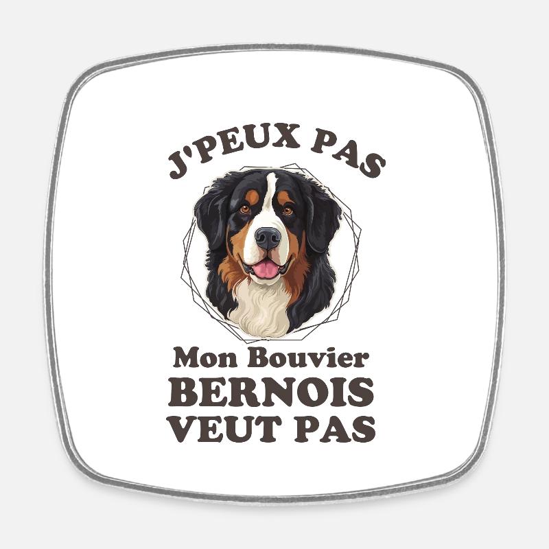 Chien mignon bouvier bernois - Magnet carré - blanc