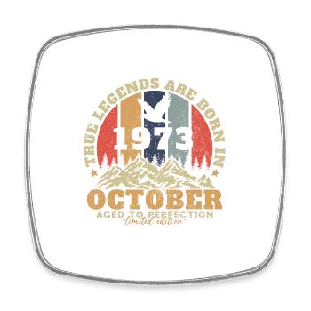 October 1973 Vintage Retro Birthday Gift - Square fridge magnet - white - Front