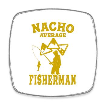 funny fishing fish fisherman nacho average - Square fridge magnet - white - Front
