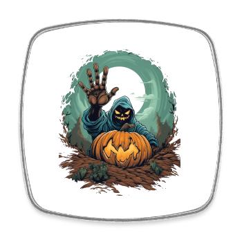Halloween Emerging Hands Spooky Pumpkin - Viereckiger Kühlschrankmagnet - Weiß - Vorne