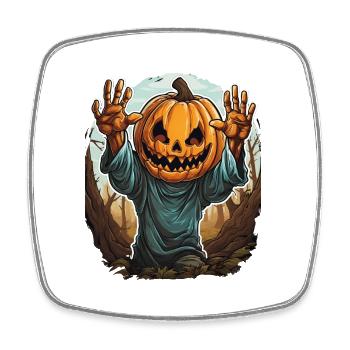 Halloween Emerging Hands Spooky Pumpkin - Square fridge magnet - white - Front