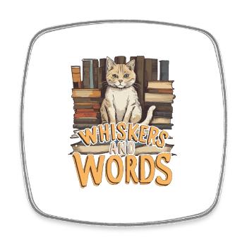 Whiskers and Words': Wo Neugier auf Gemütlichkeit - Viereckiger Kühlschrankmagnet - Weiß - Vorne