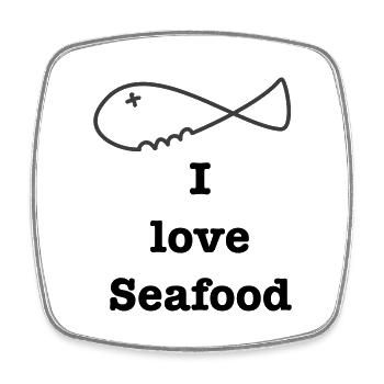 I love Seafood 2 - Square fridge magnet - white - Front