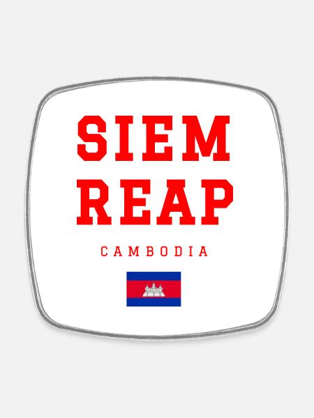 Siem Reap Kambodscha - Viereckiger Kühlschrankmagnet - Weiß
