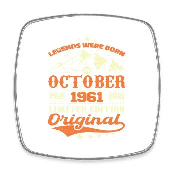 Original October 1961 vintage anniversary 1961 - Square fridge magnet - white - Front