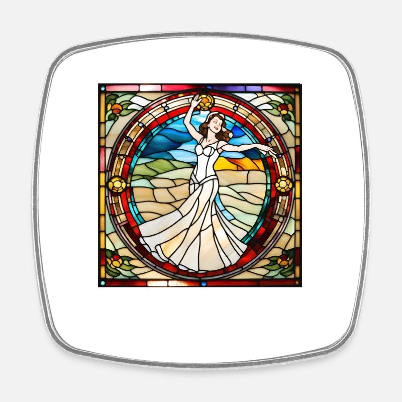 Wedding glass - bridal joy - Square fridge magnet - white
