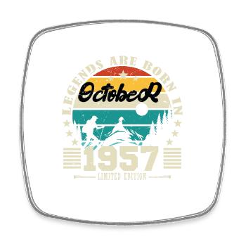 October 1957. October 1957 Anniversary Gift. - Square fridge magnet - white - Front