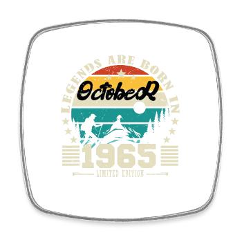 Octobre 1965. Cadeau anniversaire octobre 1965. - Magnet carré - blanc - Devant