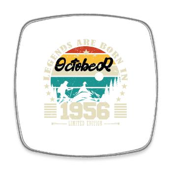 Oktober 1956. Oktober 1956 Geburtstagsgeschenk. - Viereckiger Kühlschrankmagnet - Weiß - Vorne