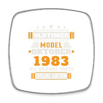 Oldtimer Oktober 1983 Geburtstag Geschenk - Viereckiger Kühlschrankmagnet - Weiß - Vorne
