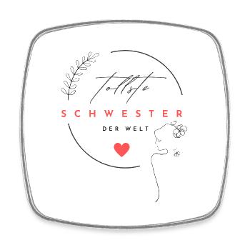 Tollste Schwester der Welt - Viereckiger Kühlschrankmagnet - Weiß - Vorne