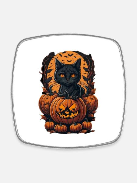 Halloween-Katzen, lustige Katze Halloween - Viereckiger Kühlschrankmagnet - Weiß