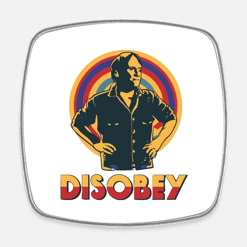 Disobey - Retro - Square fridge magnet - white
