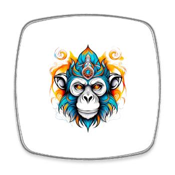 Pochoir de singe - Magnet carré - blanc - Devant