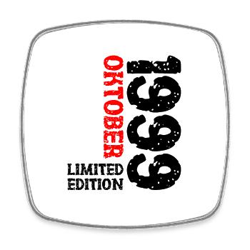 1999 Oktober Limited Edition 24. Geburtstag Deko - Viereckiger Kühlschrankmagnet - Weiß - Vorne