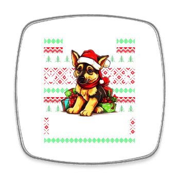 Mignon Berger Allemand Dog Christmas Design - Merry - Magnet carré - blanc - Devant