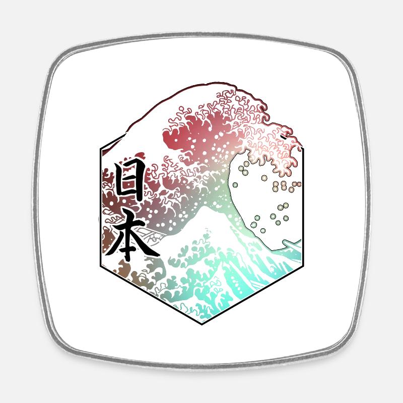 Hokusai - Square fridge magnet - white