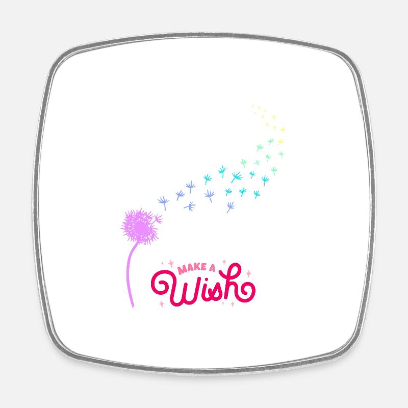 Make A wish - Square fridge magnet - white