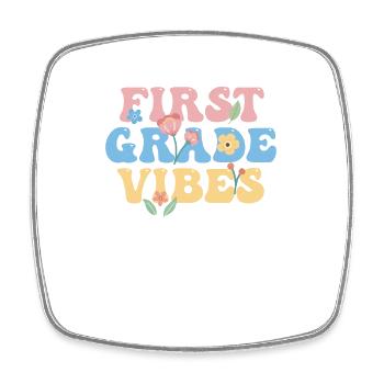 First Grade Vibes 1st Class Team Retro 100th Day - Square fridge magnet - white - Front