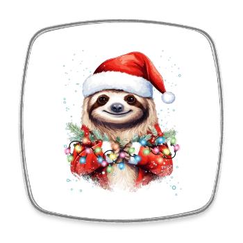 Faultier Weihnachtskunst, niedliches und lustiges Faultier - Viereckiger Kühlschrankmagnet - Weiß - Vorne