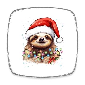 Faultier Grafik, Lustiges Faultier Weihnachten Pyjama - Viereckiger Kühlschrankmagnet - Weiß - Vorne