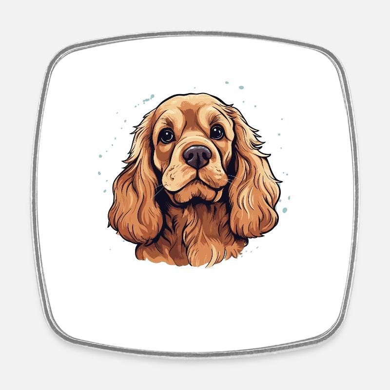 Hund Cocker Spaniel - Viereckiger Kühlschrankmagnet - Weiß