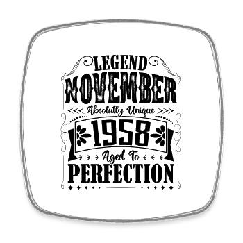 November 1958. November 1958 Geburtstagsgeschenk - Viereckiger Kühlschrankmagnet - Weiß - Vorne