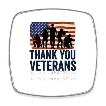 Patriotic THANK YOU VETERANS and Soldiers - Square fridge magnet - white - Front