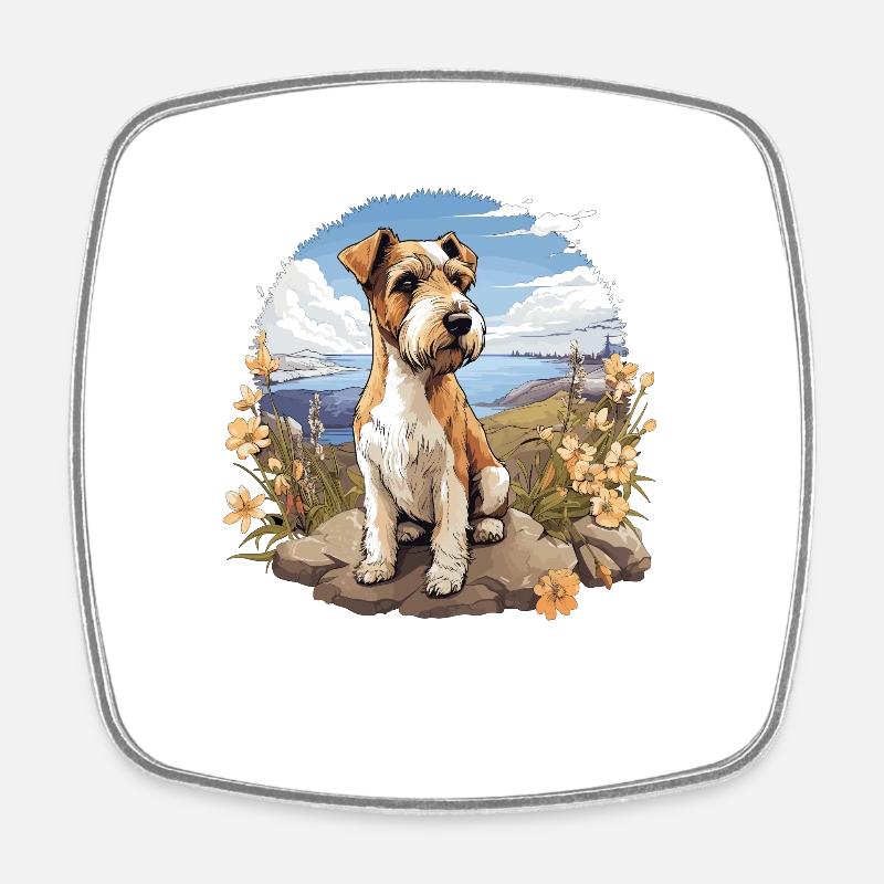 Chien Fox Terrier - Magnet carré - blanc