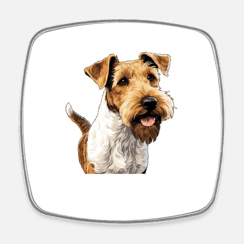 Chien Fox Terrier - Magnet carré - blanc