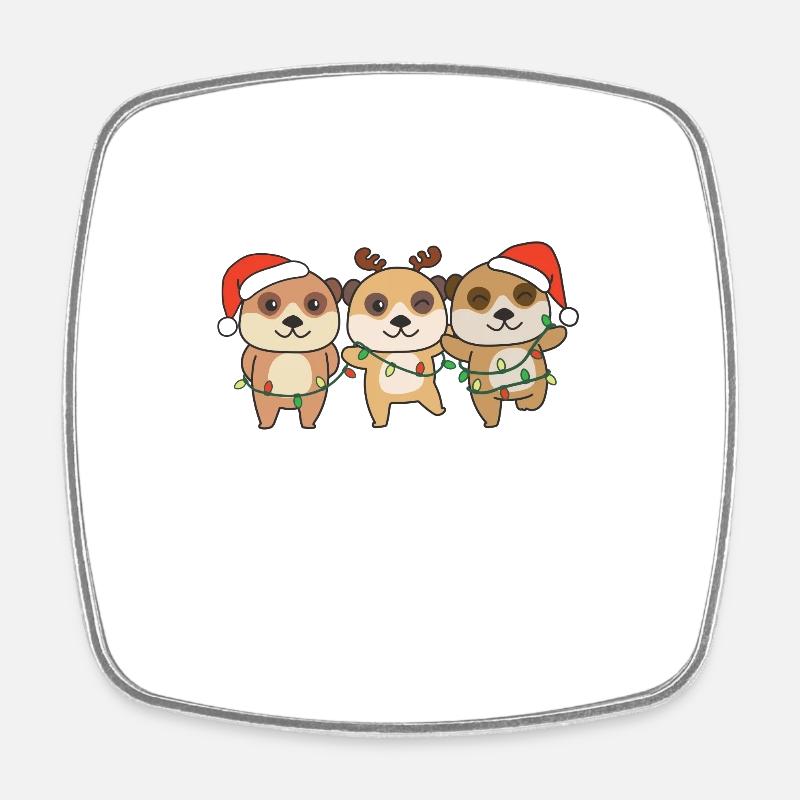 Suricate Noël Animaux d’hiver Suricate - Magnet carré - blanc