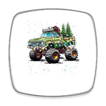 Monster Truck Noël Cool Design Graphique - Magnet carré - blanc - Devant
